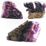 Fluorite Carvings!【Fish Octopus Dragon designs 】