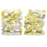 Olive jade Dragon turtle and Phoenix carvings【big size】