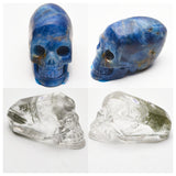 Blue Kyanite&Garden quartz skull head carvings