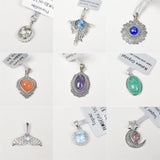 【S925 Sterling silver pendant 9 kind materials】prasiolite/topaz/lapis lazuli/red quartz/blood corderite/malachite/moonstone/topaz/super 7