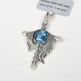【S925 Sterling silver pendant 9 kind materials】prasiolite/topaz/lapis lazuli/red quartz/blood corderite/malachite/moonstone/topaz/super 7