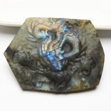 Labradorite flat pendant carvings【 3 designs,Strong flash 】
