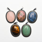 Crystal oval pendant【copper setting】