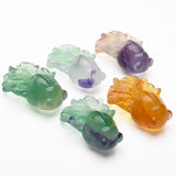 Fluorite dolphins and goldfish carvings【New!】