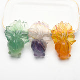 Fluorite dolphins and goldfish carvings【New!】