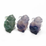 Fluorite frog and mouse carvings 【new!】