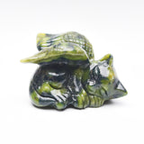 Green jade angel cat carvings