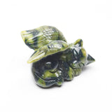Green jade angel cat carvings