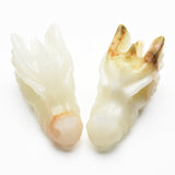 Green onyx dragon head carvings