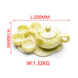 Olive jade teapot ashtray carvings【teapot & Ashtray】