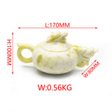 Olive jade teapot ashtray carvings【teapot & Ashtray】