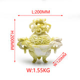 Olive jade incense burner and hulu carvings