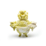 Olive jade incense burner and hulu carvings