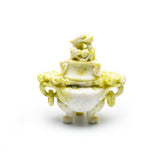 Olive jade incense burner and hulu carvings