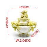Olive jade incense burner and hulu carvings