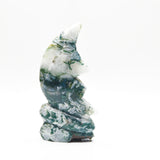 Moss agate moon face carvings