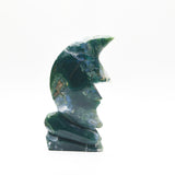 Moss agate moon face carvings