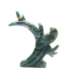 Moss agate bird carvings