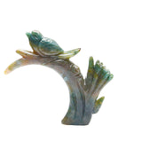 Moss agate bird carvings