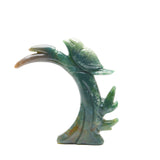 Moss agate bird carvings