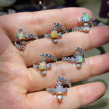 【 S925 Sterling silver rings-21 kinds material】Larimar/skeletal/charote/strawberry/opal /rutilated/ruby/azurite/citrine/moonstone/aquamarin/ sapphire/lab/alexandrite