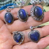 【S925 Sterling silver pendant 29 kind materials】Kunzite/amethsyt/lapis/moonstone/larimar/aurora 23/garnet/azurite