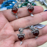 【S925 Sterling silver pendant 29 kind materials】Kunzite/amethsyt/lapis/moonstone/larimar/aurora 23/garnet/azurite