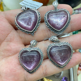 【S925 Sterling silver pendant 29 kind materials】Kunzite/amethsyt/lapis/moonstone/larimar/aurora 23/garnet/azurite
