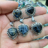 【S925 Sterling silver pendant 29 kind materials】Kunzite/amethsyt/lapis/moonstone/larimar/aurora 23/garnet/azurite