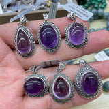 【S925 Sterling silver pendant 29 kind materials】Kunzite/amethsyt/lapis/moonstone/larimar/aurora 23/garnet/azurite