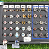 Tourmaline/Larimar/Citrine/Topaz/dumortierite/emerald/Star Rose Qtz/ agate geode/Angel Feather S925 silver rings