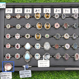 Tourmaline/Larimar/Citrine/Topaz/dumortierite/emerald/Star Rose Qtz/ agate geode/Angel Feather S925 silver rings