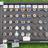 Tourmaline/Larimar/Citrine/Topaz/dumortierite/emerald/Star Rose Qtz/ agate geode/Angel Feather S925 silver rings
