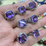 【 S925 Sterling silver rings-21 kinds material】Larimar/skeletal/charote/strawberry/opal /rutilated/ruby/azurite/citrine/moonstone/aquamarin/ sapphire/lab/alexandrite