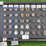 Tourmaline/Larimar/Citrine/Topaz/dumortierite/emerald/Star Rose Qtz/ agate geode/Angel Feather S925 silver rings