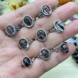【 S925 Sterling silver rings-21 kinds material】Larimar/skeletal/charote/strawberry/opal /rutilated/ruby/azurite/citrine/moonstone/aquamarin/ sapphire/lab/alexandrite