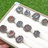 Nature Agate geode S925 silver rings