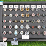 Tourmaline/Larimar/Citrine/Topaz/dumortierite/emerald/Star Rose Qtz/ agate geode/Angel Feather S925 silver rings