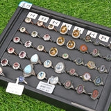 Tourmaline/Larimar/Citrine/Topaz/dumortierite/emerald/Star Rose Qtz/ agate geode/Angel Feather S925 silver rings