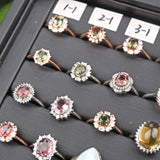 Tourmaline/Larimar/Citrine/Topaz/dumortierite/emerald/Star Rose Qtz/ agate geode/Angel Feather S925 silver rings