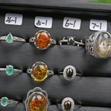 Larimar/Dendritic Qtz/Emerald/Flower Amber/Sillimanite/Silver rutilated S925 Sterling silver ring and pendent