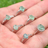Larimar/Dendritic Qtz/Emerald/Flower Amber/Sillimanite/Silver rutilated S925 Sterling silver ring and pendent