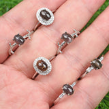 Larimar/Dendritic Qtz/Emerald/Flower Amber/Sillimanite/Silver rutilated S925 Sterling silver ring and pendent