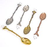 【Vintage Spoons】Fork Mini Royal Style Metal Gold Carved Coffee Snacks Teaspoon