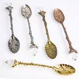 【Vintage Spoons】Fork Mini Royal Style Metal Gold Carved Coffee Snacks Teaspoon
