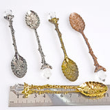 【Vintage Spoons】Fork Mini Royal Style Metal Gold Carved Coffee Snacks Teaspoon