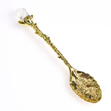 【Vintage Spoons】Fork Mini Royal Style Metal Gold Carved Coffee Snacks Teaspoon