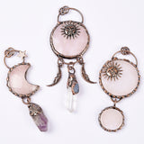 【Hot Sale】Rose Quartz MOON/SUN handmade pendent
