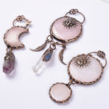 【Hot Sale】Rose Quartz MOON/SUN handmade pendent