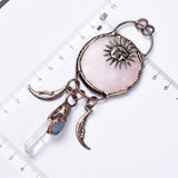 【Hot Sale】Rose Quartz MOON/SUN handmade pendent
